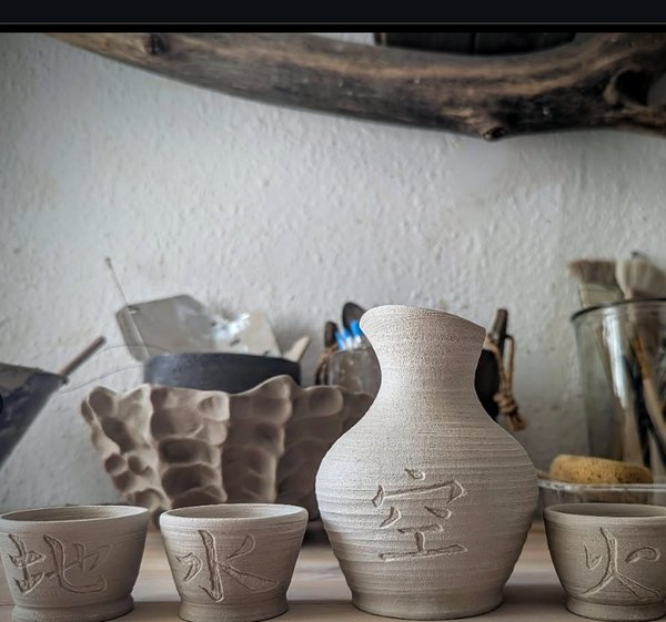 Sake set with Japanese characters — Sweden studio