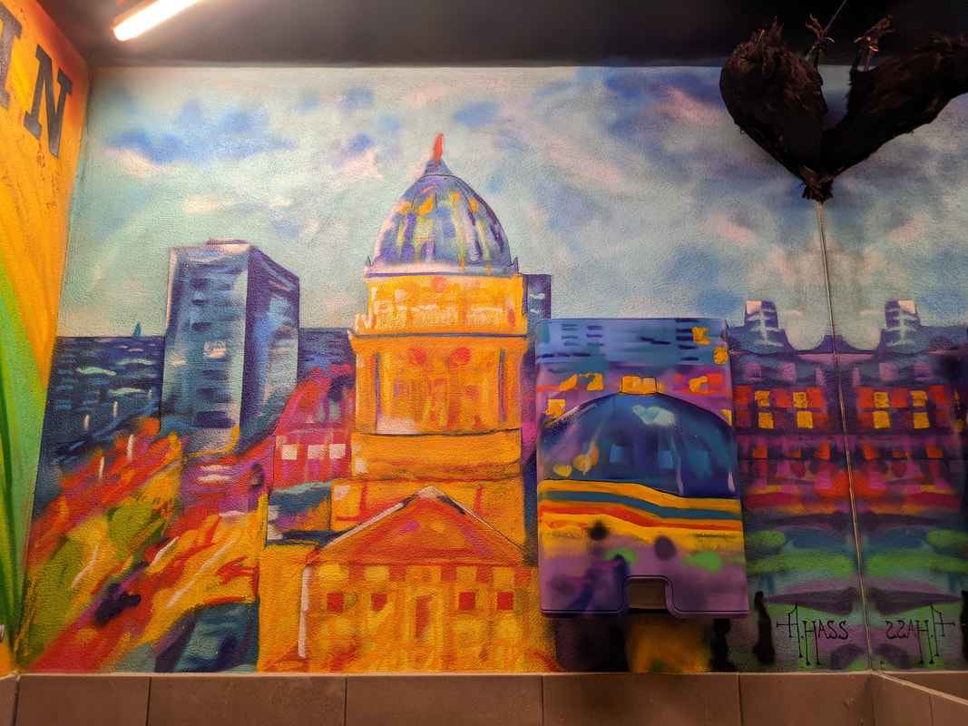Cityscape mural — signed HASS